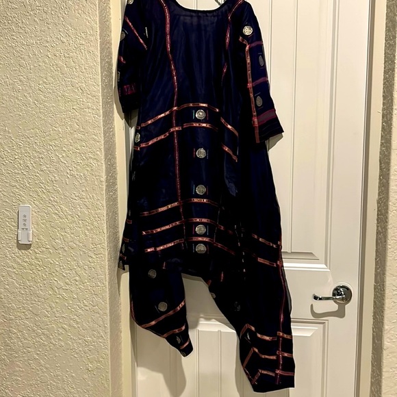 Elegant Indigo Organza and Silk Punjabi Formal Salwar Kameez - Picture 6 of 8